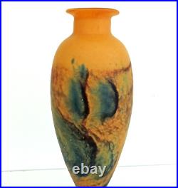 TIEF Grand VASE EN PATE DE VERRE MARMOREEN STYLE ART NOUVEAU (41cm) Signé