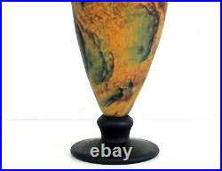 TIEF Grand VASE EN PATE DE VERRE MARMOREEN STYLE ART NOUVEAU (41cm) Signé