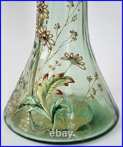 TRES JOLI ancien VASE LEGRAS en VERRE émaillé ART NOUVEAU décor marguerites 26cm TRES JOLI ancien VASE LEGRAS en VERRE émaillé ART NOUVEAU décor marguerites 26cm