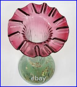 TRES JOLI ancien VASE LEGRAS en VERRE émaillé ART NOUVEAU décor marguerites 26cm TRES JOLI ancien VASE LEGRAS en VERRE émaillé ART NOUVEAU décor marguerites 26cm