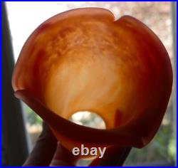 TULIPE PTE DE VERRE orange fleur bignone MULLER frères Art Déco / Nouveau TULIPE PTE DE VERRE orange fleur bignone MULLER frères Art Déco / Nouveau
