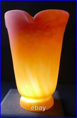 TULIPE PTE DE VERRE orange fleur bignone MULLER frères Art Déco / Nouveau TULIPE PTE DE VERRE orange fleur bignone MULLER frères Art Déco / Nouveau