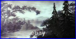 Tableau BAUDRY verre multicouches paysage lac VOSGES = GRUBER GALLÉ DAUM NANCY