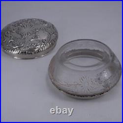 Tres Belle Bonbonniere En Argent Massif Et Verre Origine France Art Nouveau