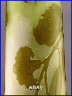 Très Grand Gallé vase original art nouveau verre 48cm