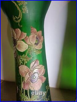 Très Grande Paire de Vases en Verre Émaillé LEGRAS, Art Nouveau, Ancien Très Grande Paire de Vases en Verre Émaillé LEGRAS, Art Nouveau, Ancien