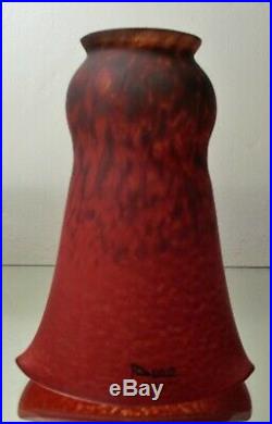 Tulipe rouge Art Nouveau pâte de verre Delatte pour lustre lampe Era Muller DAUM