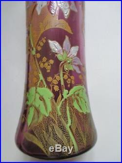VASE verre émaillé Legras Art Nouveau 1900 décor marguerites