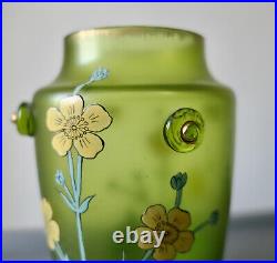 VESSIERE BACCARAT NANCY VASE ÉMAILLÉ IRISÉ ART NOUVEAU VERRE daum gallé