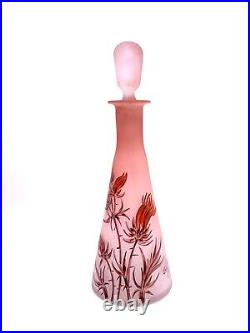 VESSIERE Nancy Flacon carafe en pâte de verre décor aux chardons Art Nouveau