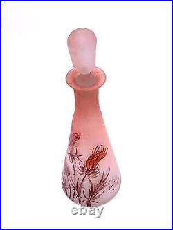 VESSIERE Nancy Flacon carafe en pâte de verre décor aux chardons Art Nouveau