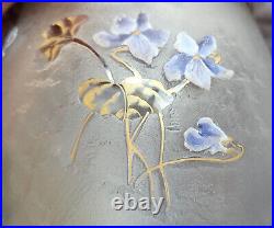 VICTOR SAGLIER Seau à biscuit art nouveau violettes verre dégagé à l' acide VICTOR SAGLIER Seau à biscuit art nouveau violettes verre dégagé à l' acide