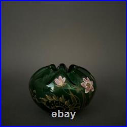 Vase 1900 Art Nouveau en verre émaillé forme polylobée décor floral M3444 Vase 1900 Art Nouveau en verre émaillé forme polylobée décor floral M3444