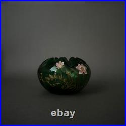 Vase 1900 Art Nouveau en verre émaillé forme polylobée décor floral M3444 Vase 1900 Art Nouveau en verre émaillé forme polylobée décor floral M3444