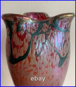 Vase Art Nouveau En Verre Iridescente