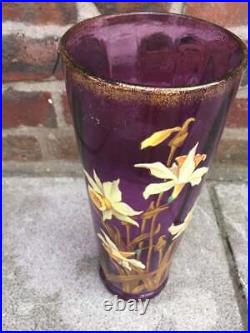Vase Art Nouveau En Verre émaillé à Décor Floral Circa 1900