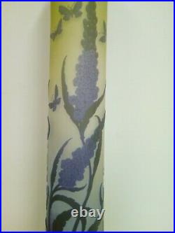 Vase Col De Cygne Pate De Verre Grave A L'acide Signe Galle Art Nouveau Ht 75 CM