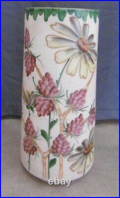 Vase Emaille En Opaline Decor De Fleurs Debut Xxeme Art Nouveau