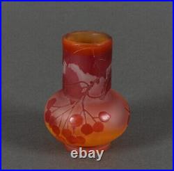 Vase Emile Gallé en pâte de verre Art Nouveau branches sureau baies H5455