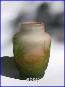 Vase Gallé Miniature (9 cm de haut) Verre Art Nouveau 1900 Etat parfait