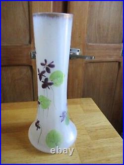 Vase Legras Art Nouveau décor de de violettes émaillé en verre parfait état