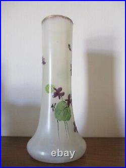 Vase Legras Art Nouveau décor de de violettes émaillé en verre parfait état