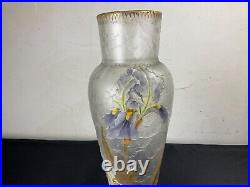 Vase MONTJOYE verre émaillé effet givré ART-NOUVEAU LEGRAS