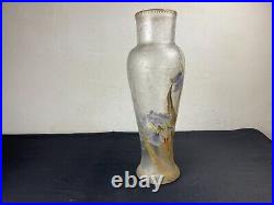 Vase MONTJOYE verre émaillé effet givré ART-NOUVEAU LEGRAS