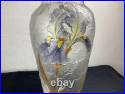 Vase MONTJOYE verre émaillé effet givré ART-NOUVEAU LEGRAS