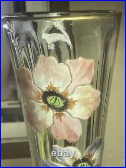 Vase Oignon En Verre Au Décors Floral Émaillé Art Nouveau