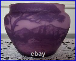 Vase Pâte de Verre Paysage Lacustre Gravé à l' Acide Signé RICHARD Art Nouveau