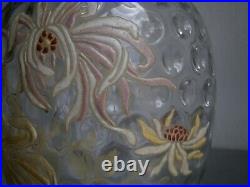 Vase Pot Verre émaillé Art Nouveau Legras décor 1900 Floral Ancien