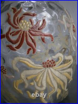 Vase Pot Verre émaillé Art Nouveau Legras décor 1900 Floral Ancien