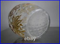 Vase Pot Verre émaillé Art Nouveau Legras décor 1900 Floral Ancien