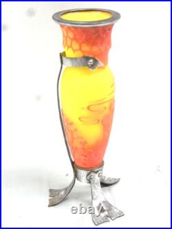 Vase Pte De Verre Orange Jaune Nancy Art Deco Nouveau Amphore Fer Forge Vase Pte De Verre Orange Jaune Nancy Art Deco Nouveau Amphore Fer Forge