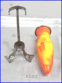 Vase Pte De Verre Orange Jaune Nancy Art Deco Nouveau Amphore Fer Forge Vase Pte De Verre Orange Jaune Nancy Art Deco Nouveau Amphore Fer Forge