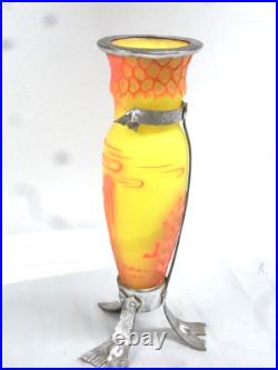 Vase Pte De Verre Orange Jaune Nancy Art Deco Nouveau Amphore Fer Forge Vase Pte De Verre Orange Jaune Nancy Art Deco Nouveau Amphore Fer Forge