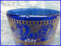 Vase Rouleau verre émaillé bleu décor floral IRIS Legras Montjoye Art Nouveau