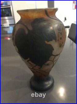 Vase art nouveau daum Nancy France en patte de verre degrave a l acide haut 20,5