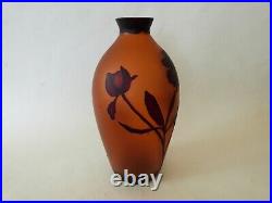 Vase art nouveau en verre dégagé à l'acide Fritz Heckert Boheme Gallé Daum