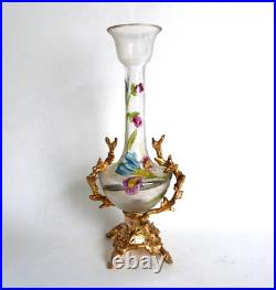 Vase art nouveau verre émaillé dégagé à l'acide monture bronze doré no Legras