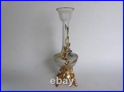 Vase art nouveau verre émaillé dégagé à l'acide monture bronze doré no Legras