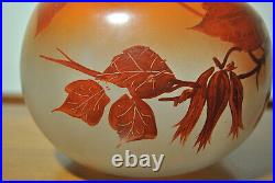 Vase boule ancien verre peint émaillé Legras art nouveau 1900 col ourlé
