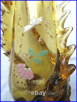 Vase dans le goût d'Auguste JEAN Art Nouveau verre ambre émaillé