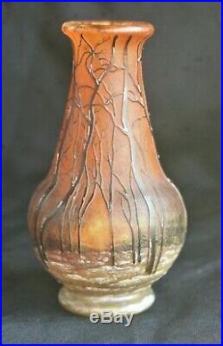 Vase-daum-pate De Verre-nancy-art Nouveau-decor A La Neige-ecole De Nancy