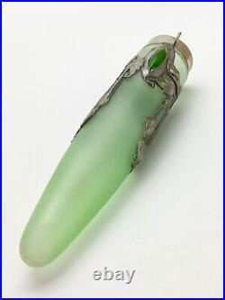 Vase de voiture à monture en étain et cabochons époque Art Nouveau 1900