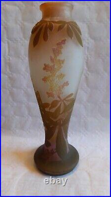 Vase en pâte de verre multicouche Art Nouveau dégagé à l'acide Emile Gallé