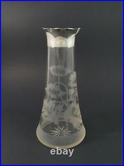 Vase en verre et argent massif d'époque Art Nouveau Angleterre