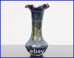 Vase en verre irisé Pallme König 1900 Art Nouveau Jugendstil Bohême état parfait