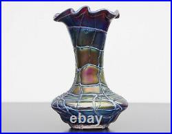 Vase en verre irisé Pallme König 1900 Art Nouveau Jugendstil Bohême état parfait